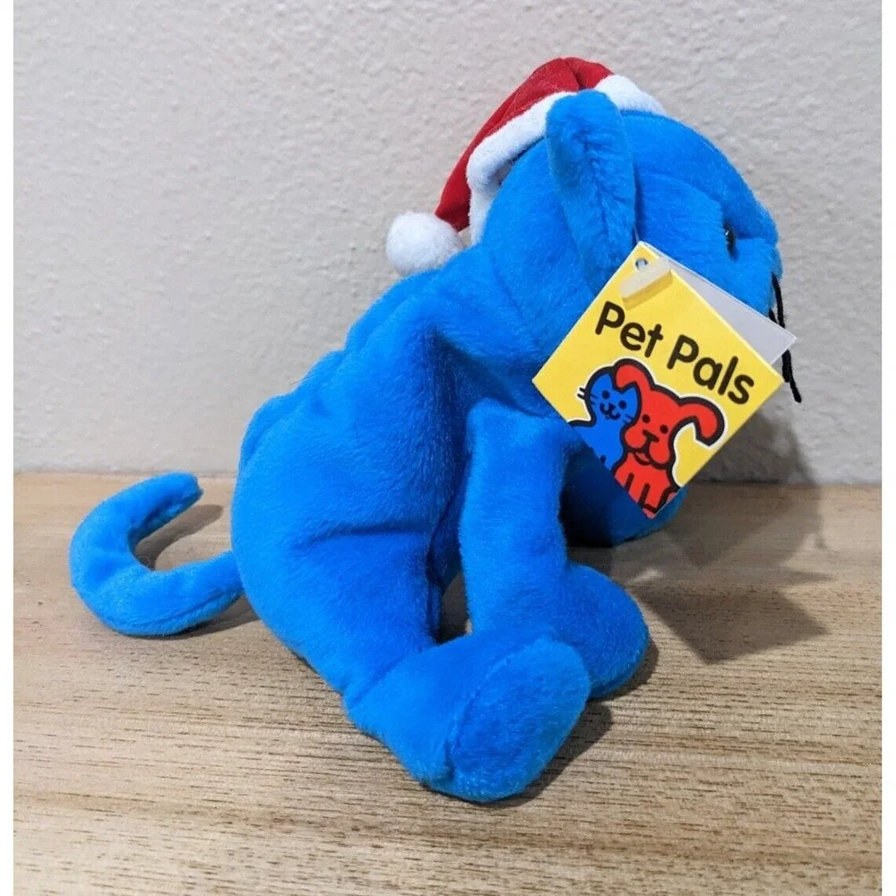 Vintage 1998 Petco Paw Pals Blue Holiday Mews Santa Kitty Cat Beanbag Plush 6